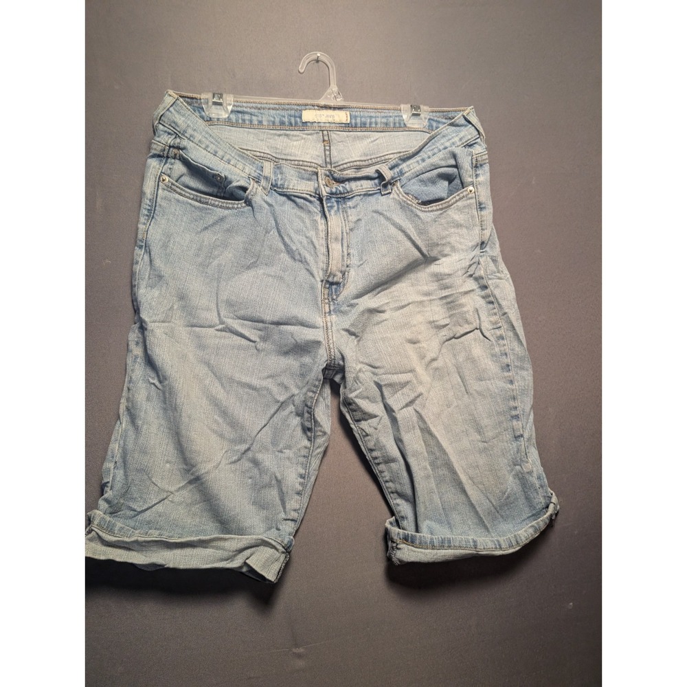 Levi's 515 Bermuda Shorts Womens 14 Blue Denim Cotton Light Wash Cuffed Hem